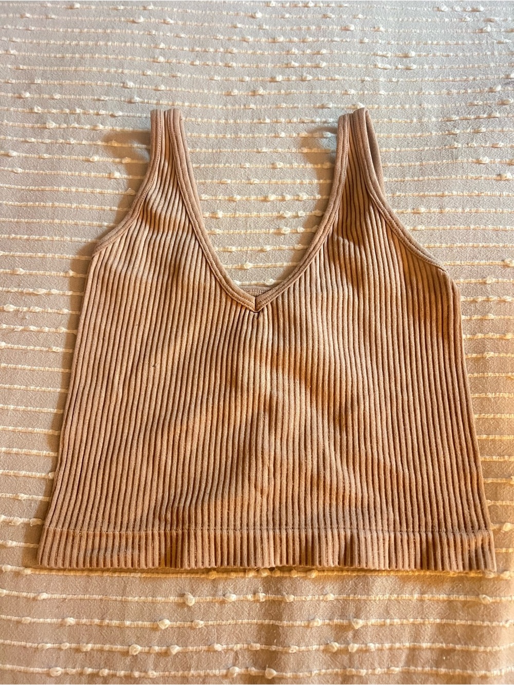T.J.Maxx Ribbed V-Neck Tank Top - Taupe